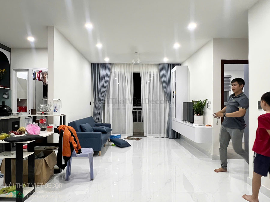 Nội Thất Việt Decor thiết kế thi công cải tạo nội thất, hoàn thiện căn hộ 3 phòng ngủ chung cư Tecco phường Linh Đồng thành phố Thủ Đức phòng khách
