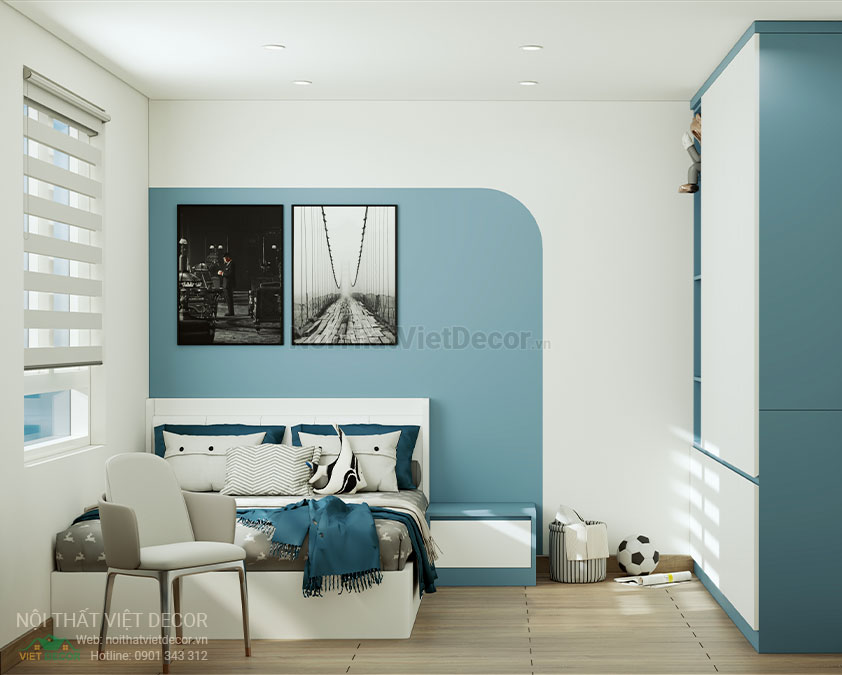 Nội Thất Việt Decor thiết kế thi công cải tạo nội thất, hoàn thiện căn hộ 3 phòng ngủ chung cư Tecco phường Linh Đồng thành phố Thủ Đức phòng ngủ bé trai