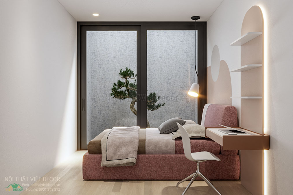 Nội thất Việt Decor thiết kế thi công nội thất nhà phố 3 phòng ngủ tại quận 7, thành phố Hồ Chí Minh, phối cảnh 3D phòng ngủ 2