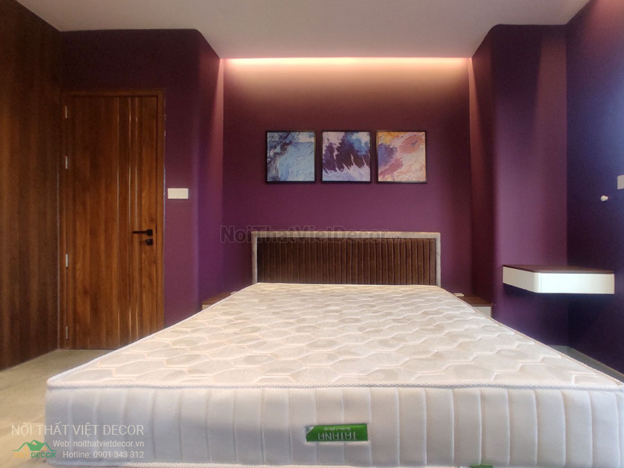 Nội Thất Việt Decor thiết kế thi công nội thất, tủ bếp gỗ công nghiệp An Cường, biệt thự 4 tầng tại dự án Lovera Premier Bình Chánh Tp Hồ Chí Minh, phòng ngủ 1, giường ngủ