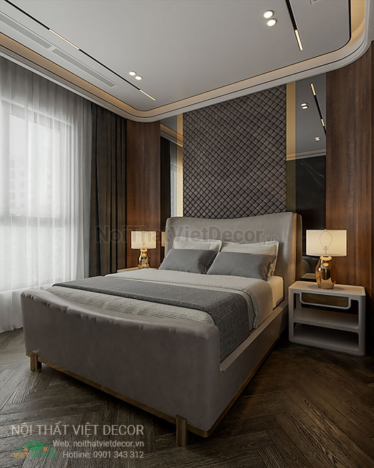 Nội thất Việt Decor thiết kế thi công nội thất căn hộ 3 phòng ngủ 89.39 m2 tại tp hồ chí minh phòng ngủ master giường