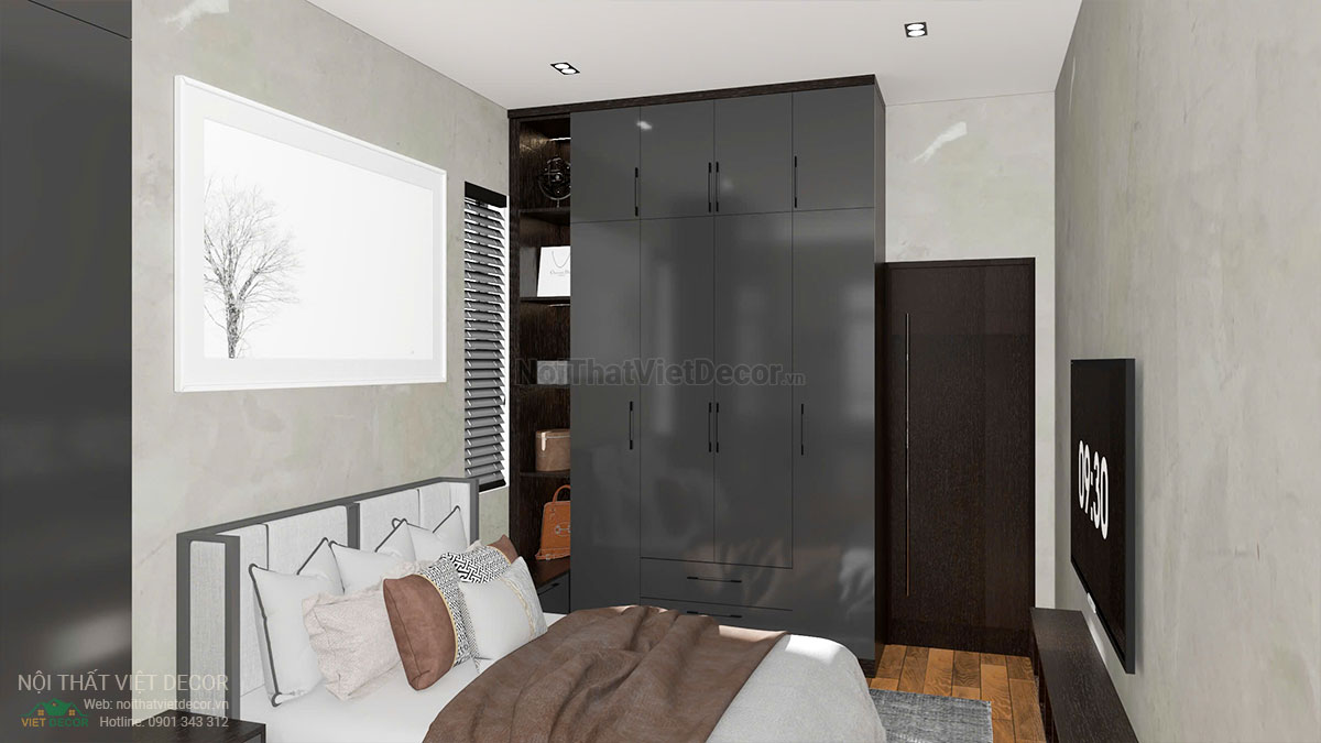 Nội thất Việt Decor thiết kế thi công nội thất hiện đại, biệt thự song lập 3 tầng tại Bến Lức Long An, phòng ngủ 2