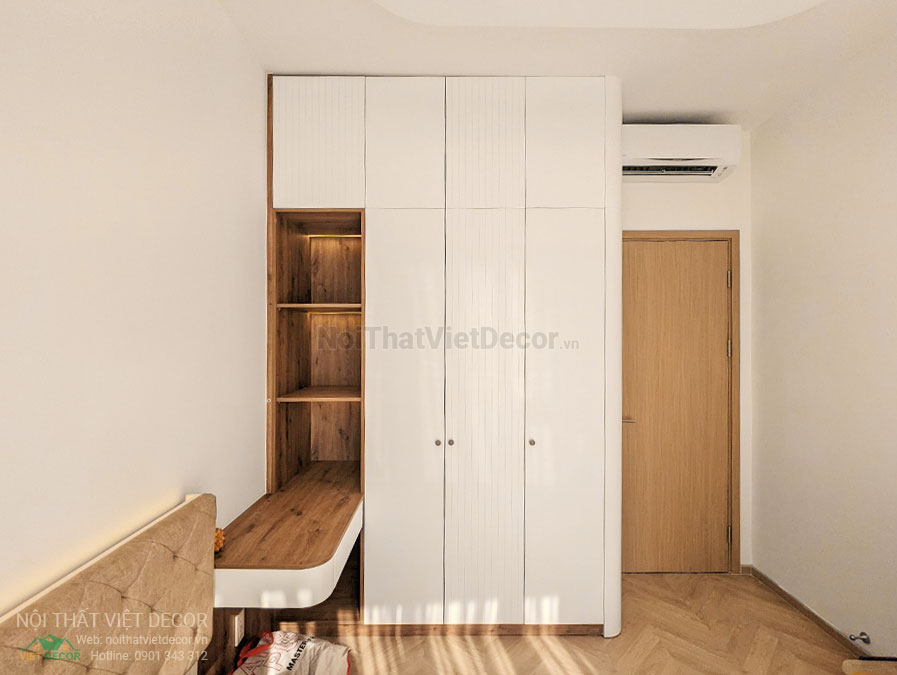 Nội Thất Việt Decor thiết kế thi công nội thất căn hộ 2 phòng ngủ chung cư Quận 9 Hồ Chí Minh, tủ quần áo phòng ngủ gia chủ