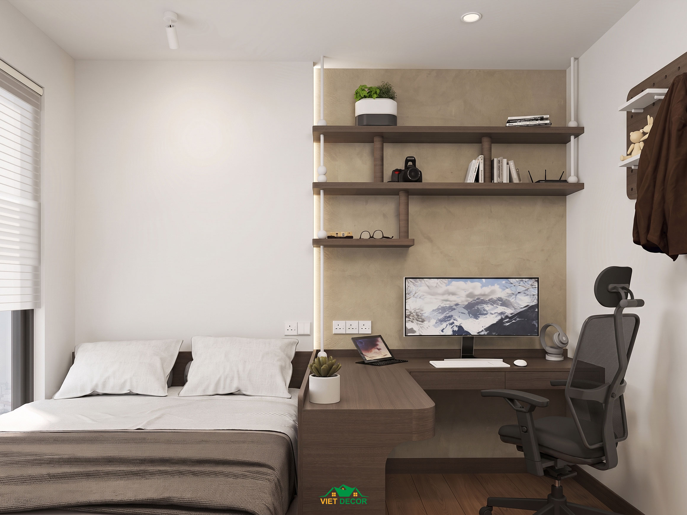 Nội Thất Việt Decor thiết kế thi công nội thất căn hộ 3 phòng ngủ The Opus One Vinhomes Grand Park TP HCM, phòng ngủ nhỏ