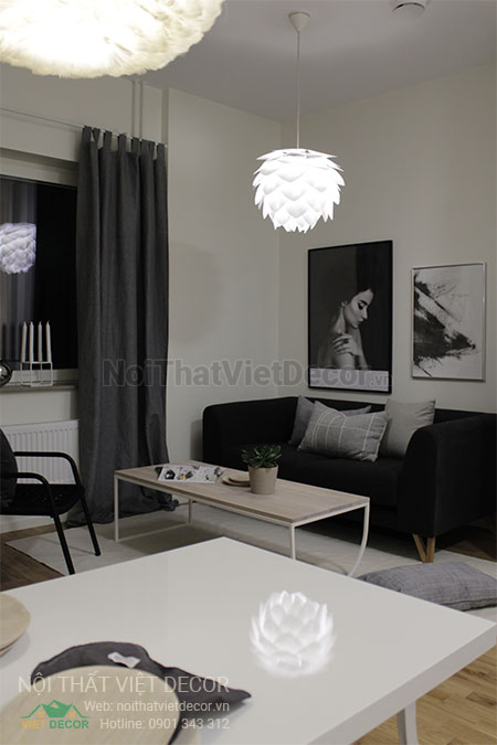 Nội thất Việt Decor thiết kế nội thất tối giản tone màu đen trắng phòng khách
