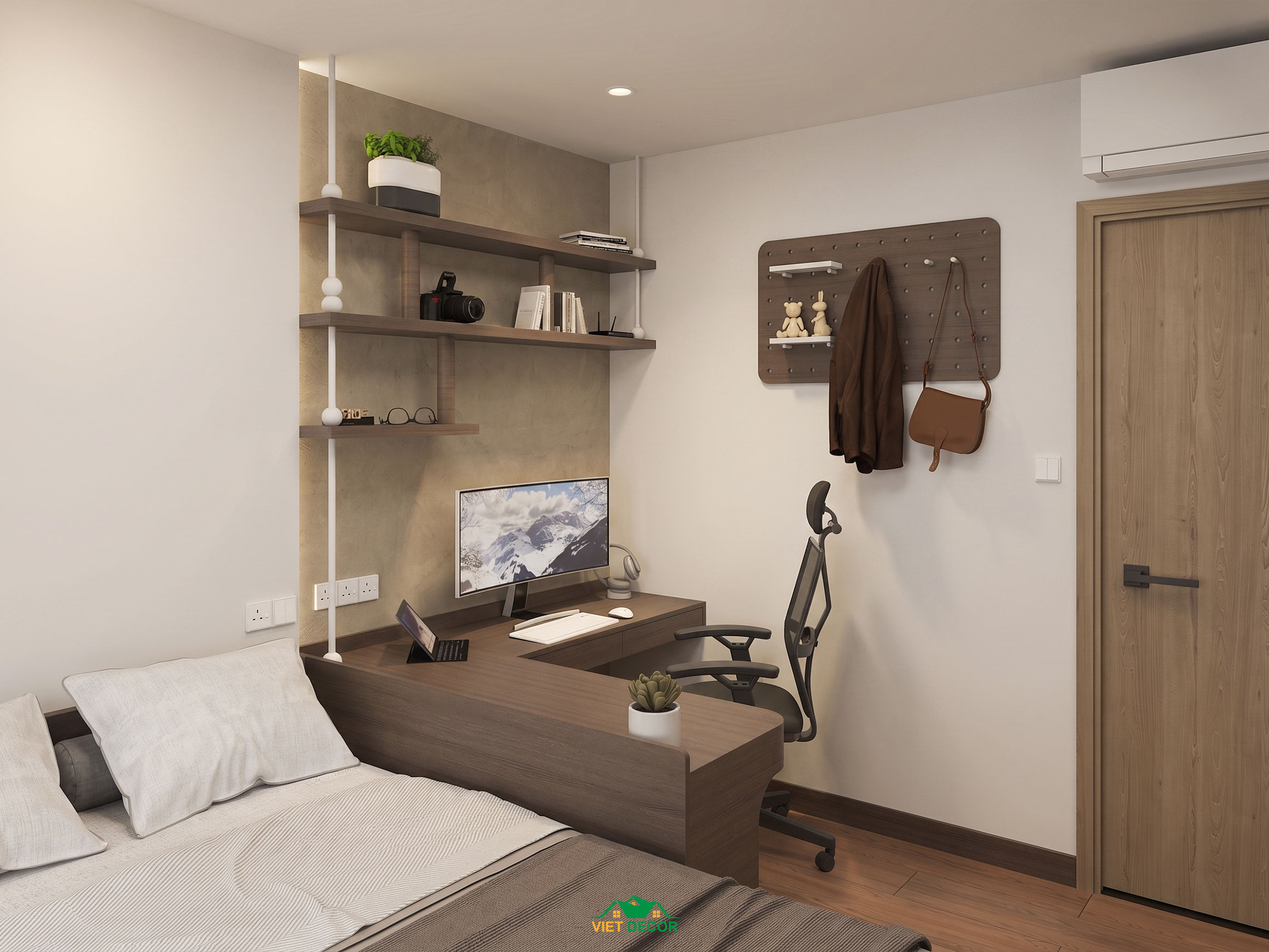 Nội Thất Việt Decor thiết kế thi công nội thất căn hộ 3 phòng ngủ The Opus One Vinhomes Grand Park TP HCM, phòng ngủ nhỏ