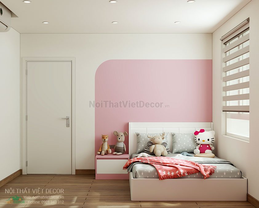 Nội Thất Việt Decor thiết kế thi công cải tạo nội thất, hoàn thiện căn hộ 3 phòng ngủ chung cư Tecco phường Linh Đồng thành phố Thủ Đức phòng ngủ bé gái