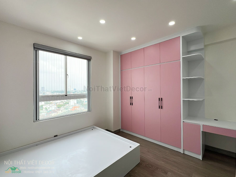 Nội Thất Việt Decor thiết kế thi công cải tạo nội thất, hoàn thiện căn hộ 3 phòng ngủ chung cư Tecco phường Linh Đồng thành phố Thủ Đức phòng ngủ bé gái