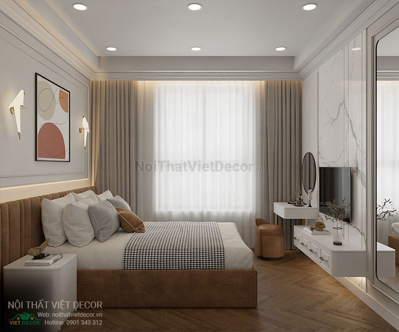Nội thất Việt Decor thiết kế thi công nội thất căn hộ 2 phòng ngủ tân cổ điển 62 m2 tại tp hồ chí minh phòng ngủ lớn master