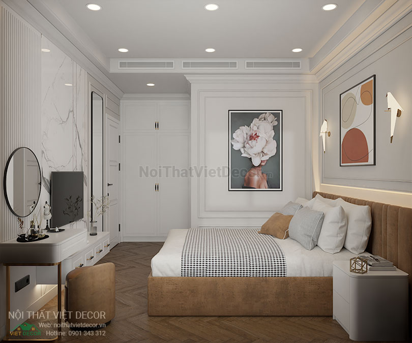 Nội thất Việt Decor thiết kế thi công nội thất căn hộ 2 phòng ngủ tân cổ điển 62 m2 tại tp hồ chí minh phòng ngủ lớn master