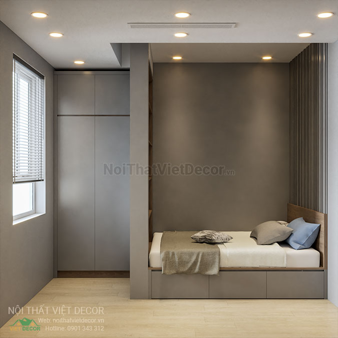 Nội thất Việt Decor thiết kế thi công nội thất căn hộ 2 phòng ngủ tại quận 7, thành phố Hồ Chí Minh, phòng ngủ nhỏ