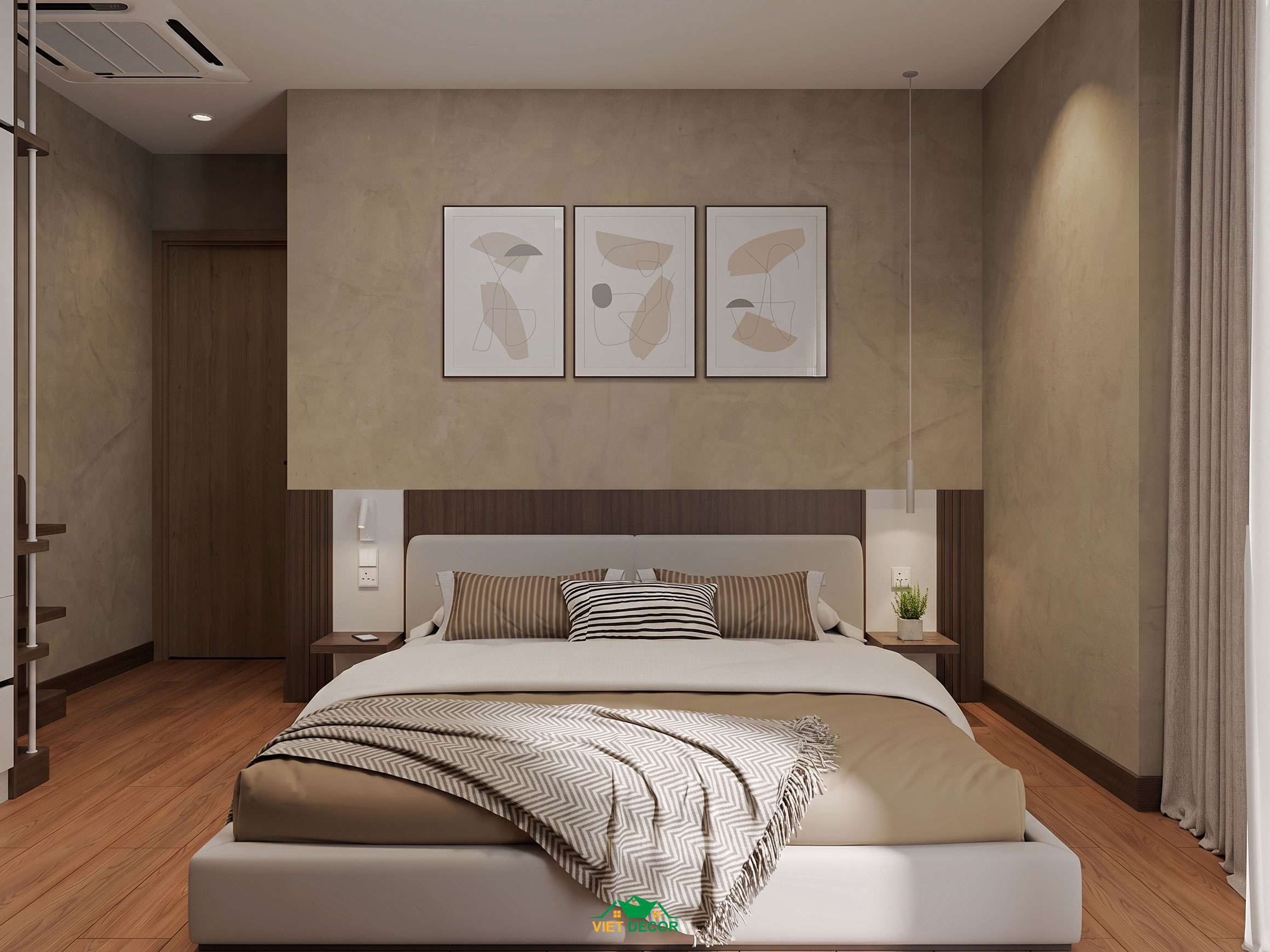 Nội Thất Việt Decor thiết kế thi công nội thất căn hộ 3 phòng ngủ The Opus One Vinhomes Grand Park TP HCM, phòng ngủ nhỏ