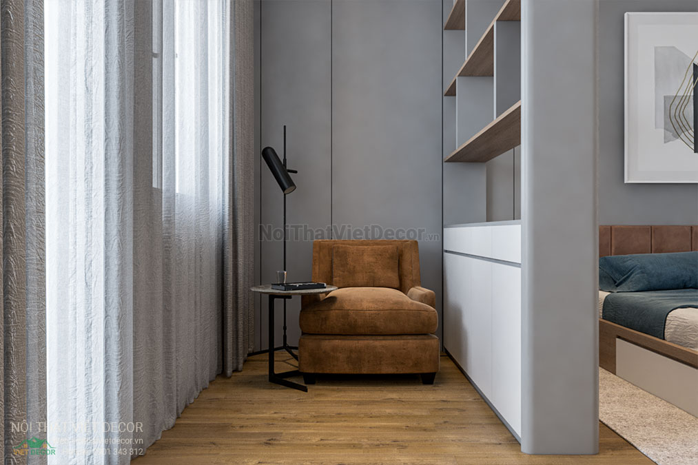 Nội thất Việt Decor thiết kế thi công nội thất nhà phố 3 phòng ngủ tại huyện Nhà Bè, thành phố Hồ Chí Minh, góc thư giãn phòng ngủ 2