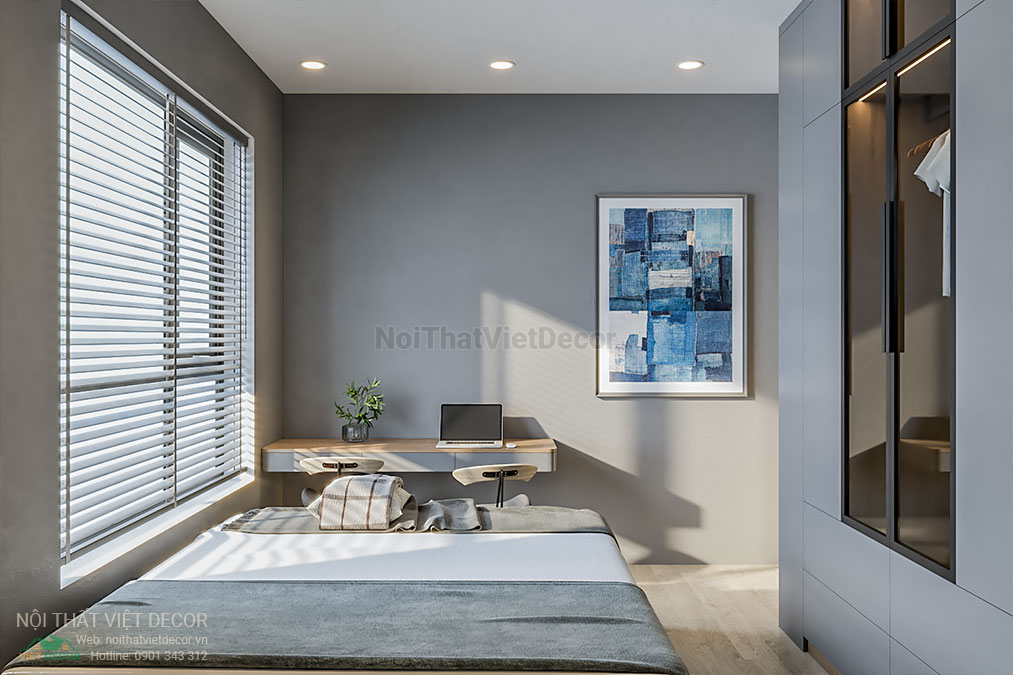 Nội thất Việt Decor thiết kế thi công nội thất căn hộ 3 phòng ngủ 89.39 m2 tại tp hồ chí minh phòng ngủ nhỏ bàn làm việc