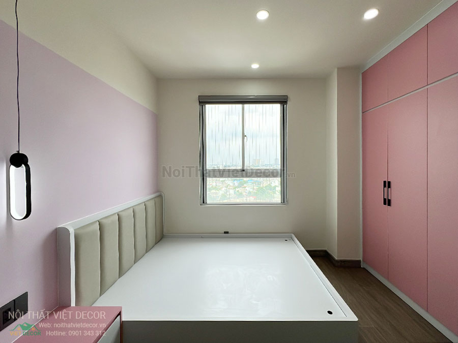 Nội Thất Việt Decor thiết kế thi công cải tạo nội thất, hoàn thiện căn hộ 3 phòng ngủ chung cư Tecco phường Linh Đồng thành phố Thủ Đức phòng ngủ bé gái