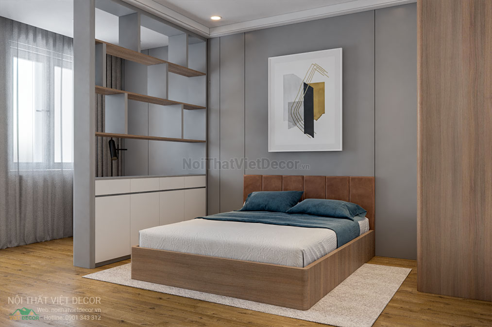 Nội thất Việt Decor thiết kế thi công nội thất nhà phố 3 phòng ngủ tại huyện Nhà Bè, thành phố Hồ Chí Minh, giường ngủ phòng ngủ 2
