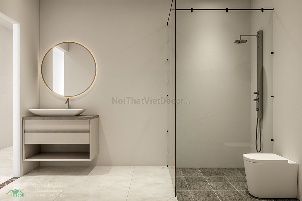 Nội thất Việt Decor thiết kế thi công nội thất nhà phố 3 phòng ngủ tại quận 7, thành phố Hồ Chí Minh, phối cảnh 3D nhà vệ sinh
