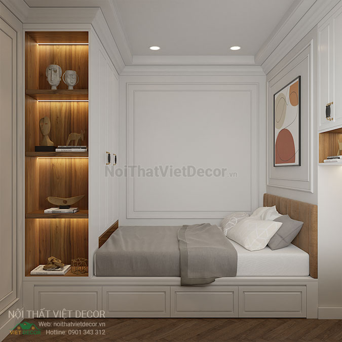 Nội thất Việt Decor thiết kế thi công nội thất căn hộ 2 phòng ngủ tân cổ điển 62 m2 tại tp hồ chí minh phòng ngủ nhỏ