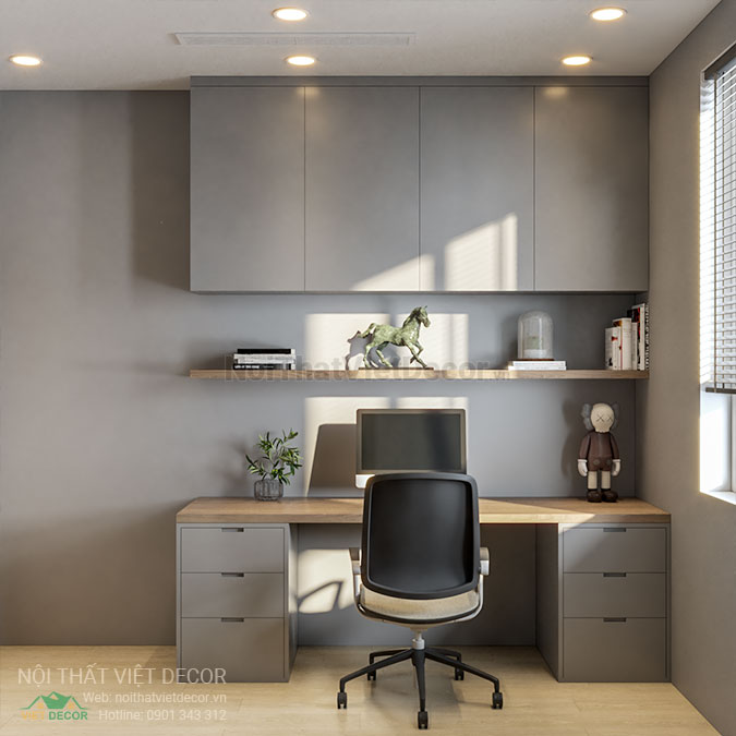 Nội thất Việt Decor thiết kế thi công nội thất căn hộ 2 phòng ngủ tại quận 7, thành phố Hồ Chí Minh, bàn học phòng ngủ nhỏ