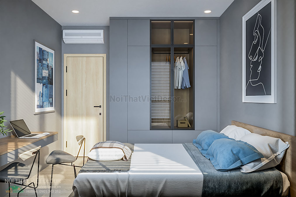 Nội thất Việt Decor thiết kế thi công nội thất căn hộ 3 phòng ngủ 89.39 m2 tại tp hồ chí minh phòng ngủ nhỏ tủ quần áo