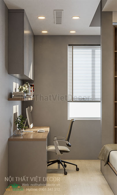 Nội thất Việt Decor thiết kế thi công nội thất căn hộ 2 phòng ngủ tại quận 7, thành phố Hồ Chí Minh, bàn học phòng ngủ nhỏ