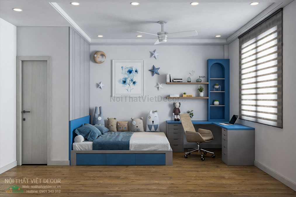 Nội thất Việt Decor thiết kế thi công nội thất nhà phố 3 phòng ngủ tại huyện Nhà Bè, thành phố Hồ Chí Minh, phòng ngủ cho bé