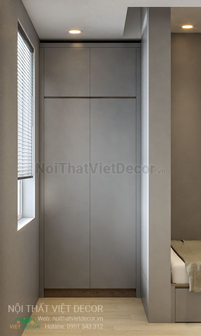 Nội thất Việt Decor thiết kế thi công nội thất căn hộ 2 phòng ngủ tại quận 7, thành phố Hồ Chí Minh, tủ quần áo phòng ngủ nhỏ