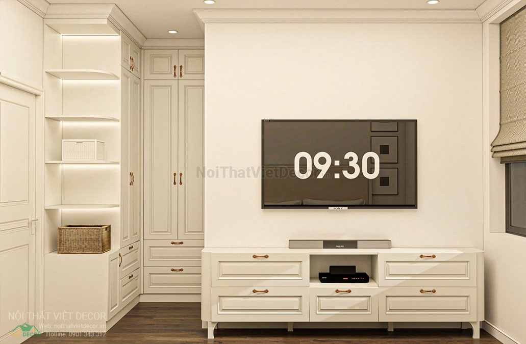 Nội thất Việt Decor thiết kế thi công nội thất tân cổ điển sang trọng luxury, nhà liên kế 3 tầng thuộc dự án Lavilla Green City Tân An, Long An, phòng ngủ 2