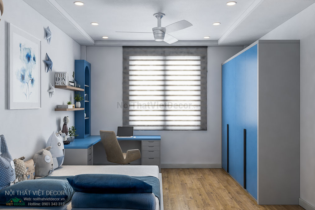 Nội thất Việt Decor thiết kế thi công nội thất nhà phố 3 phòng ngủ tại huyện Nhà Bè, thành phố Hồ Chí Minh, phòng ngủ cho bé