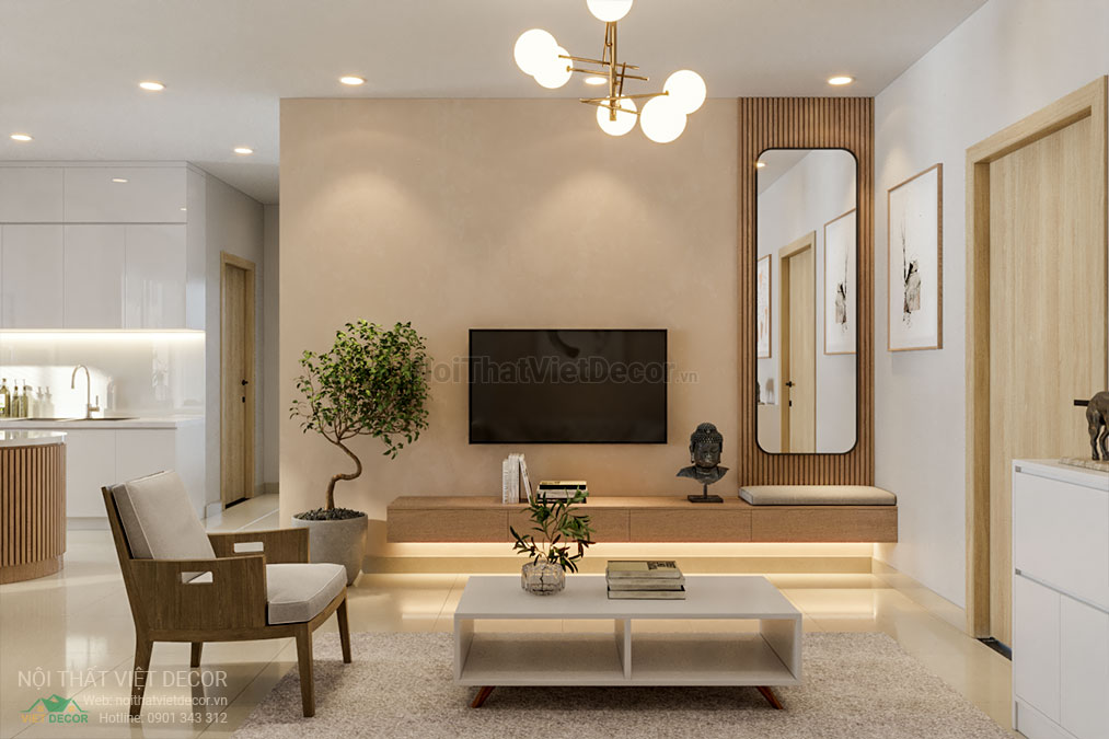 Nội thất Việt Decor thiết kế thi công nội thất căn hộ 3 phòng ngủ tại quận 12, thành phố Hồ Chí Minh, phòng khách