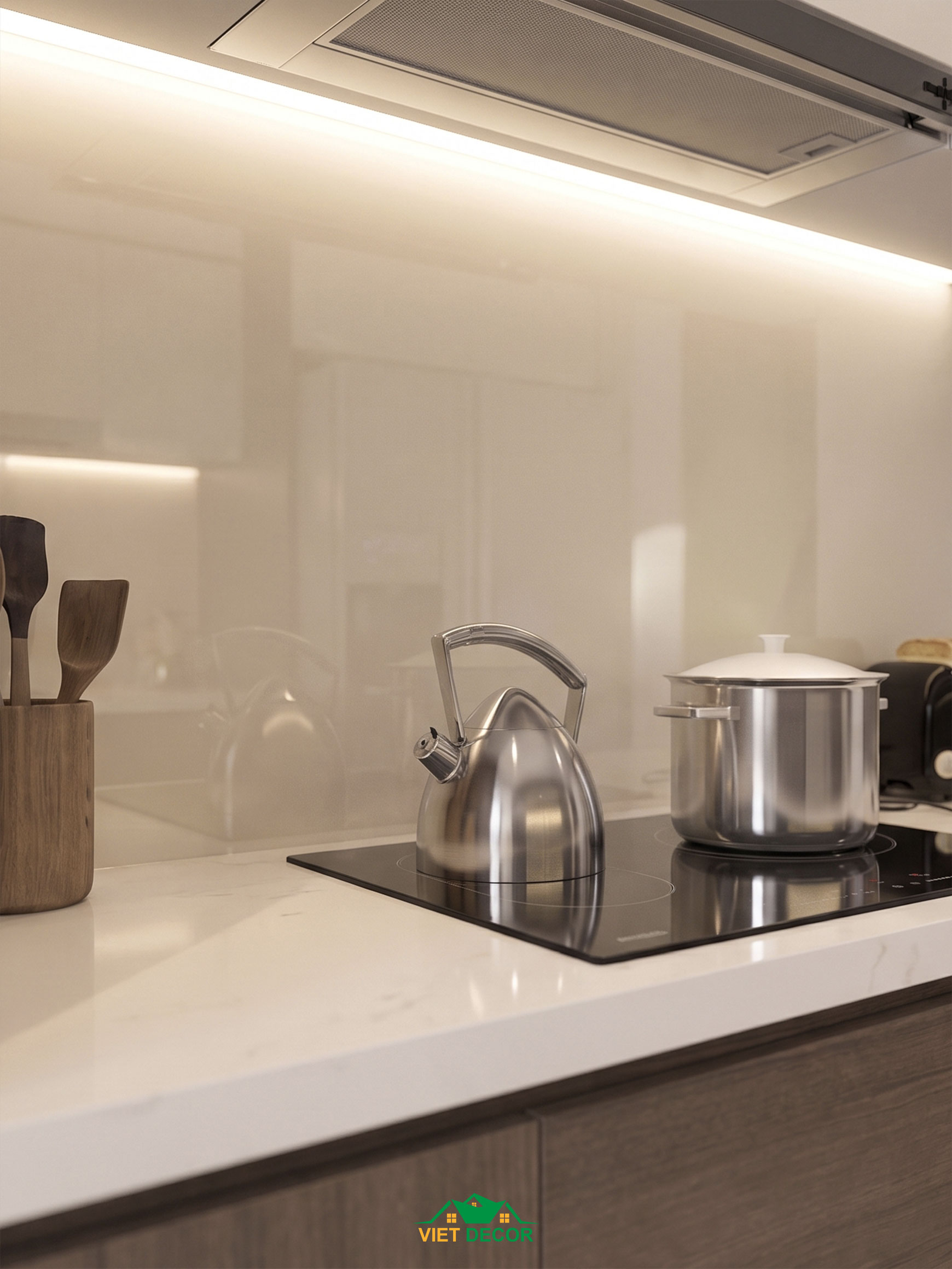 Nội Thất Việt Decor thiết kế thi công nội thất căn hộ 3 phòng ngủ The Opus One Vinhomes Grand Park TP HCM, tủ bếp