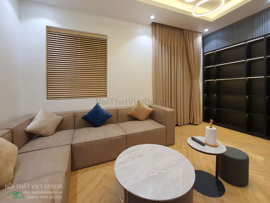 Nội Thất Việt Decor thiết kế thi công trang trí nội thất, tủ bếp gỗ công nghiệp An Cường, nhà phố 3 phòng ngủ tại quận 3 thành phố Hồ Chí Minh, sofa bàn trà phòng khách