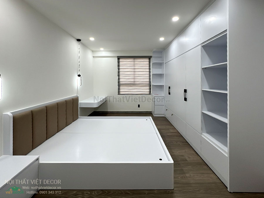 Nội Thất Việt Decor thiết kế thi công cải tạo nội thất, hoàn thiện căn hộ 3 phòng ngủ chung cư Tecco phường Linh Đồng thành phố Thủ Đức phòng ngủ master