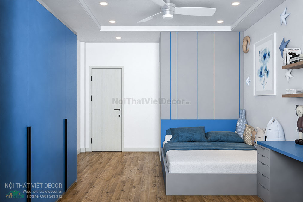 Nội thất Việt Decor thiết kế thi công nội thất nhà phố 3 phòng ngủ tại huyện Nhà Bè, thành phố Hồ Chí Minh, phòng ngủ cho bé