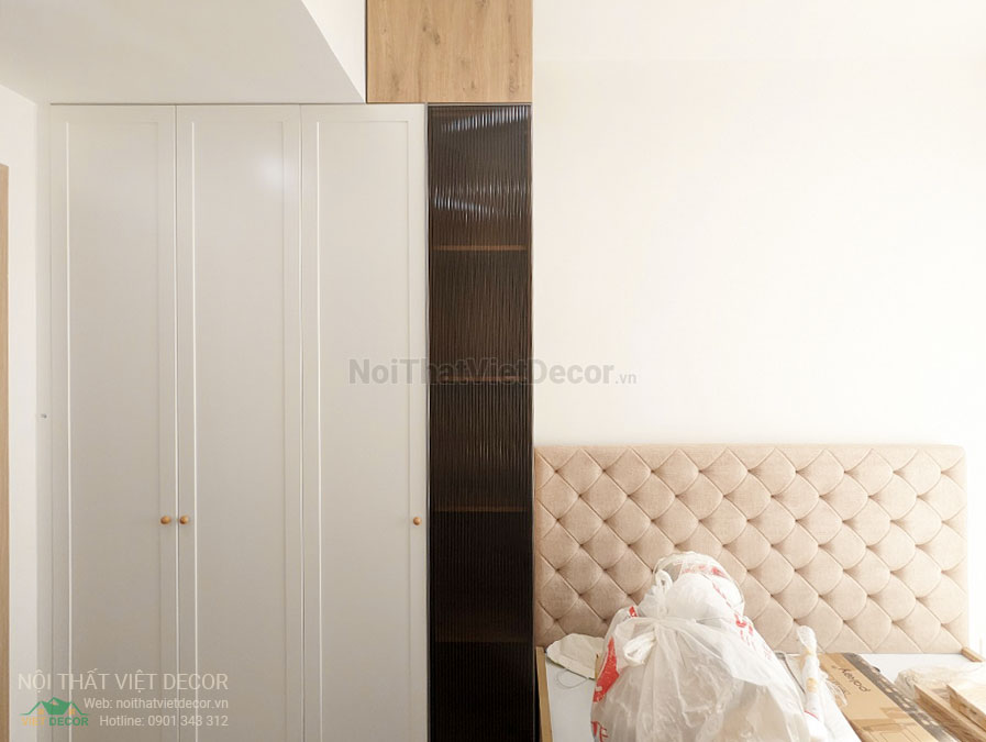 Nội Thất Việt Decor thiết kế thi công nội thất căn hộ 2 phòng ngủ chung cư Quận 9 Hồ Chí Minh, tủ quần áo phòng ngủ nhỏ