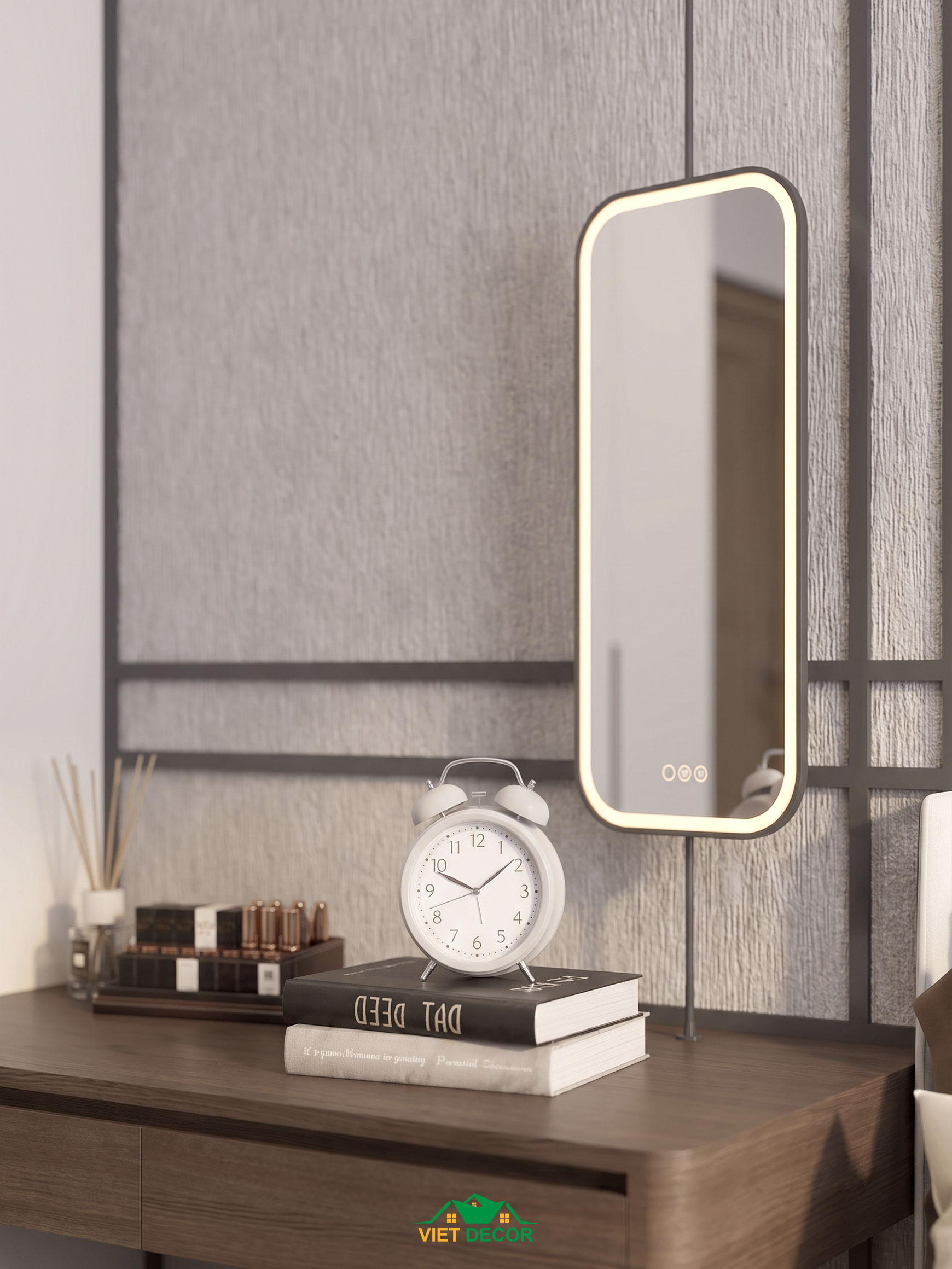 Nội Thất Việt Decor thiết kế thi công nội thất căn hộ 3 phòng ngủ The Opus One Vinhomes Grand Park TP HCM, bàn trang điểm phòng ngủ master