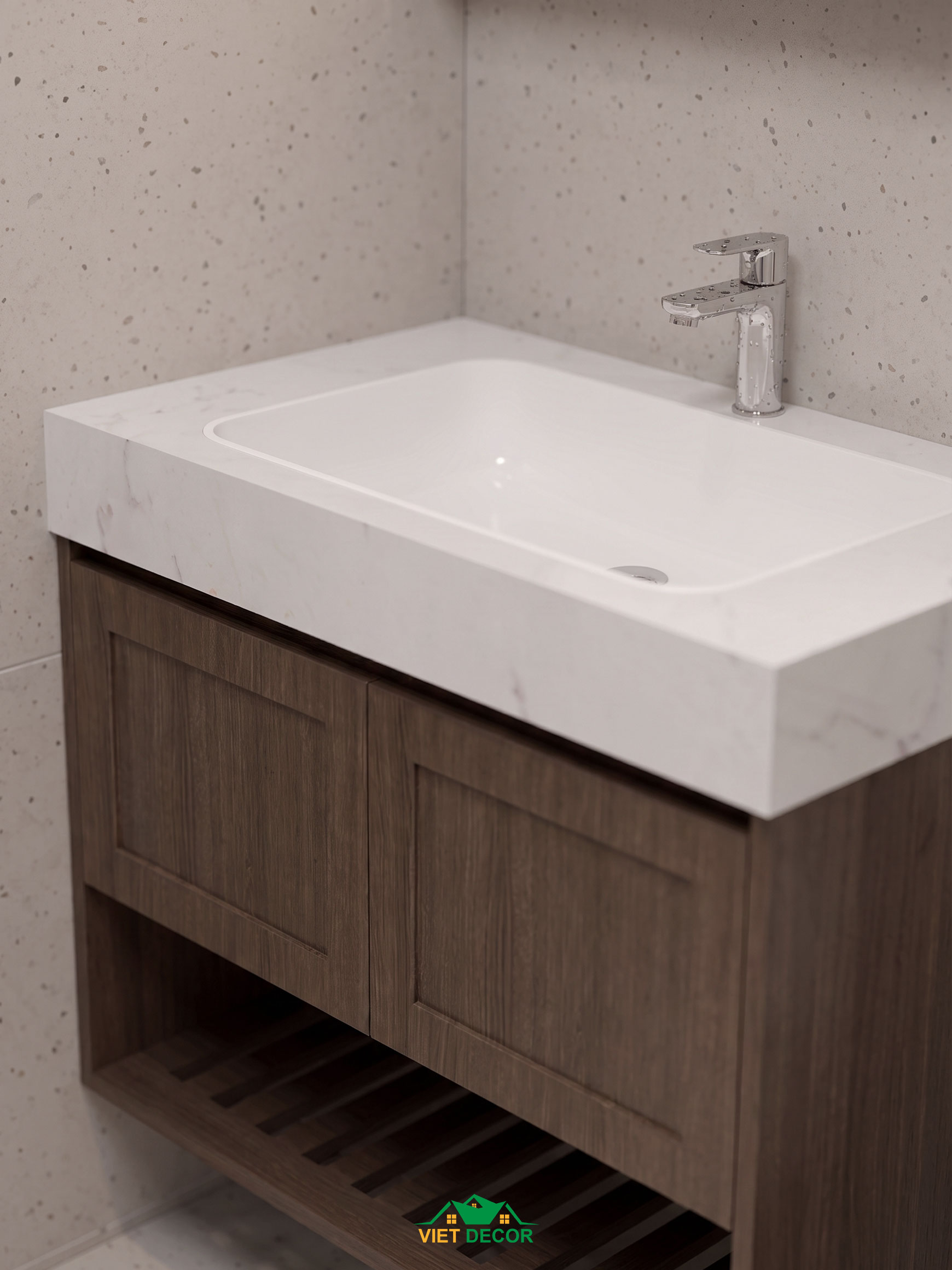 Nội Thất Việt Decor thiết kế thi công nội thất căn hộ 3 phòng ngủ The Opus One Vinhomes Grand Park TP HCM, tủ lavabo nhà vệ sinh