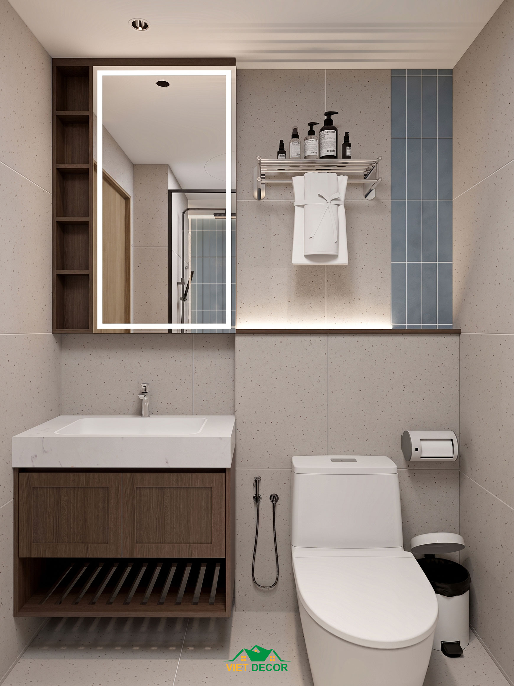 Nội Thất Việt Decor thiết kế thi công nội thất căn hộ 3 phòng ngủ The Opus One Vinhomes Grand Park TP HCM, nhà vệ sinh