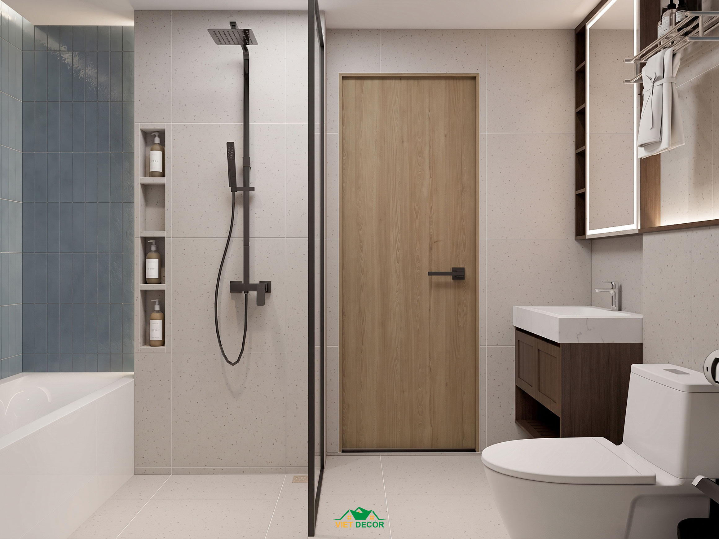 Nội Thất Việt Decor thiết kế thi công nội thất căn hộ 3 phòng ngủ The Opus One Vinhomes Grand Park TP HCM, nhà vệ sinh
