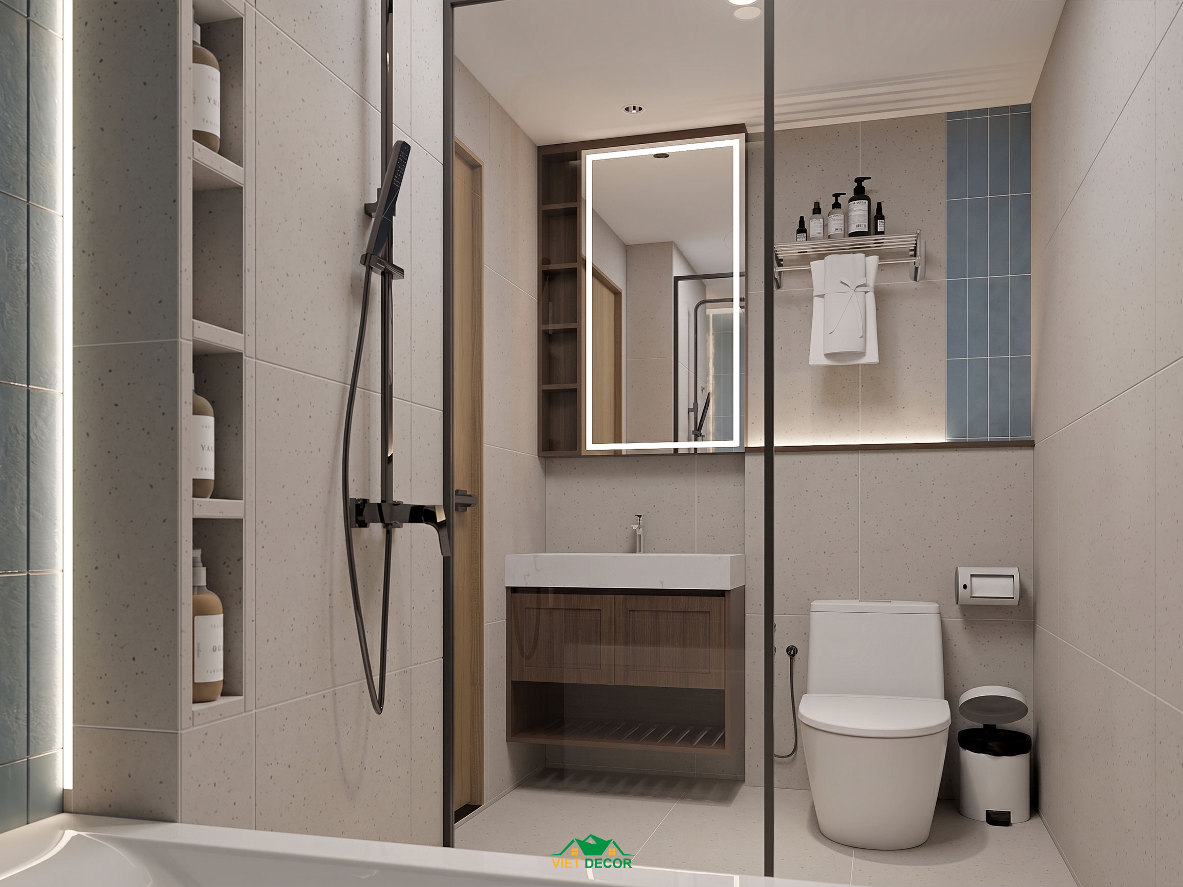 Nội Thất Việt Decor thiết kế thi công nội thất căn hộ 3 phòng ngủ The Opus One Vinhomes Grand Park TP HCM, nhà vệ sinh