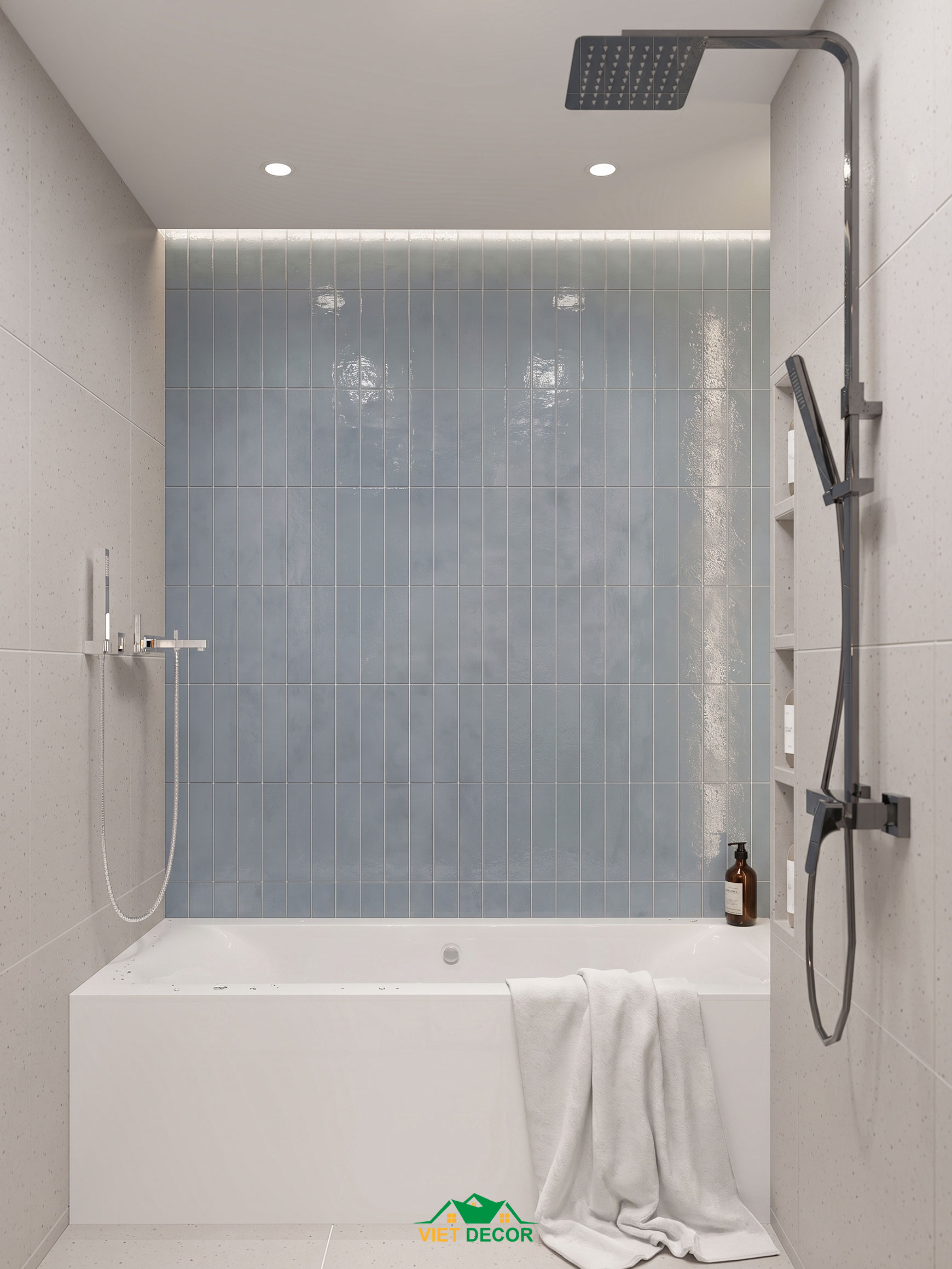 Nội Thất Việt Decor thiết kế thi công nội thất căn hộ 3 phòng ngủ The Opus One Vinhomes Grand Park TP HCM, bồn tắm