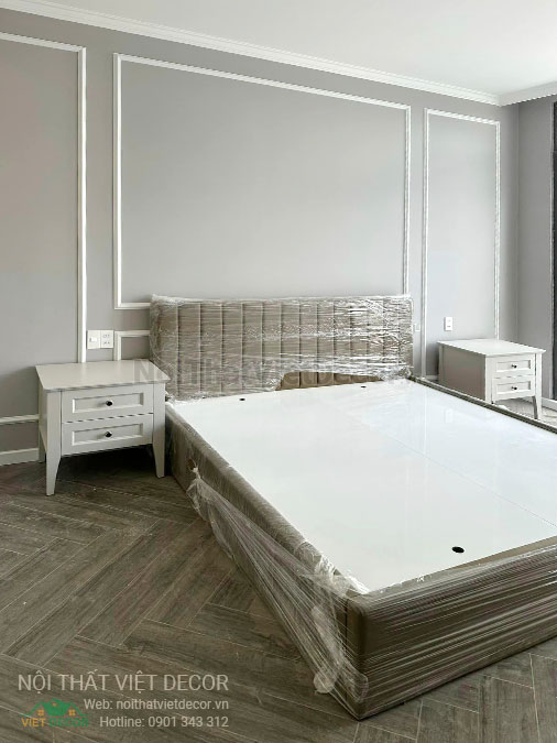 Nội Thất Việt Decor thiết kế thi công nội thất, tủ bếp gỗ công nghiệp An Cường, shophouse dự án Aminia Ninh Kiều Cần Thơ, phòng ngủ 3 giường ngủ