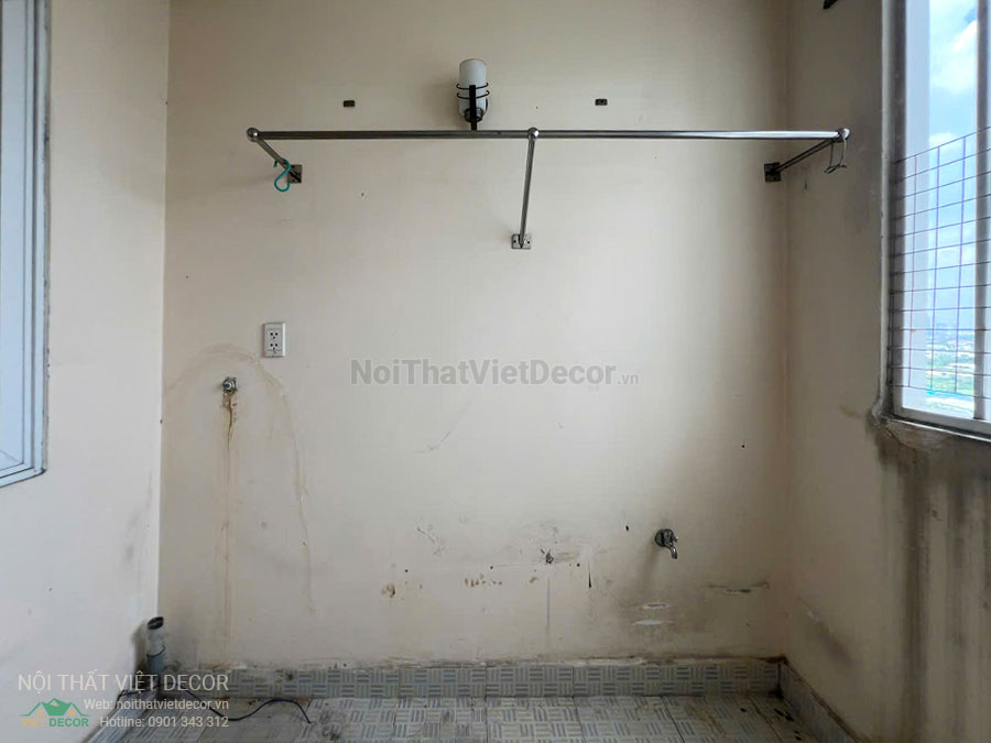 Nội Thất Việt Decor khảo sát hiện trạng căn hộ 3 phòng ngủ chung cư Tecco phường Linh Đồng thành phố Thủ Đức tủ máy giặt lô gia