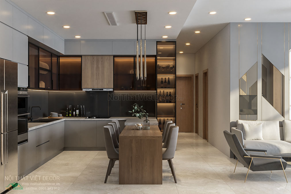 Nội thất Việt Decor thiết kế thi công nội thất căn hộ 2 phòng ngủ tại quận 7, thành phố Hồ Chí Minh, tủ bếp