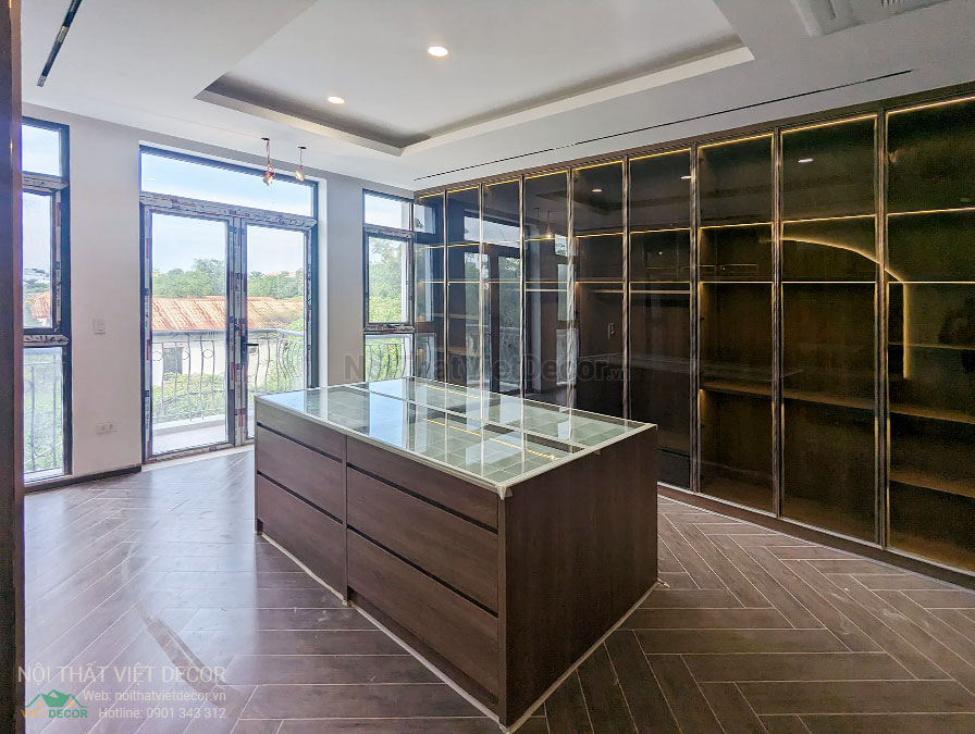 Nội Thất Việt Decor thiết kế thi công nội thất, tủ bếp gỗ công nghiệp An Cường, nhà phố 3 phòng ngủ tại tỉnh Cần Thơ, phòng thay đồ