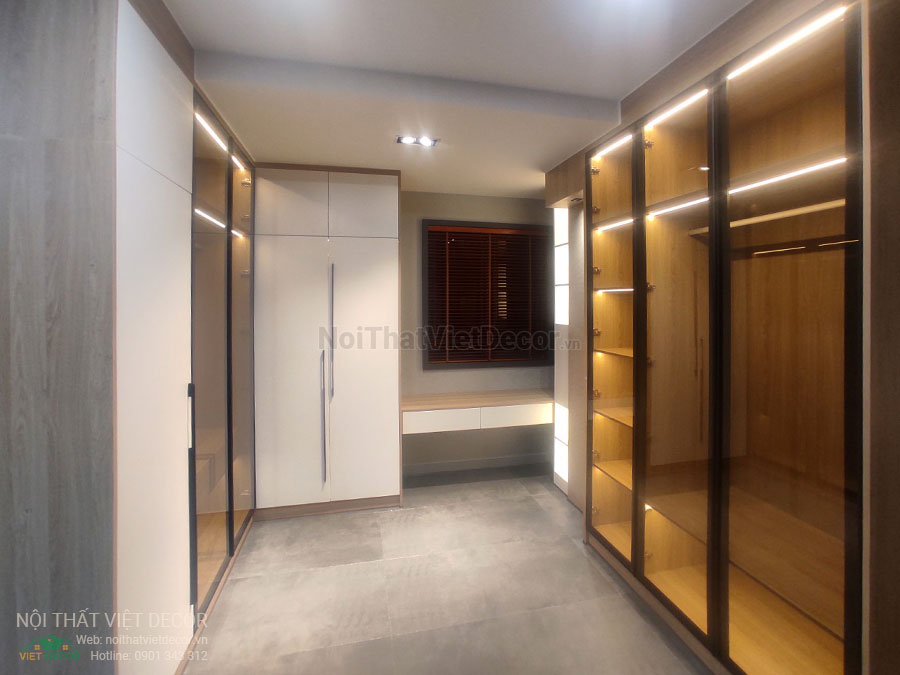 Nội Thất Việt Decor thiết kế thi công nội thất, tủ bếp gỗ công nghiệp An Cường, biệt thự 4 tầng tại dự án Lovera Premier Bình Chánh Tp Hồ Chí Minh, phòng ngủ 3, tủ quần áo