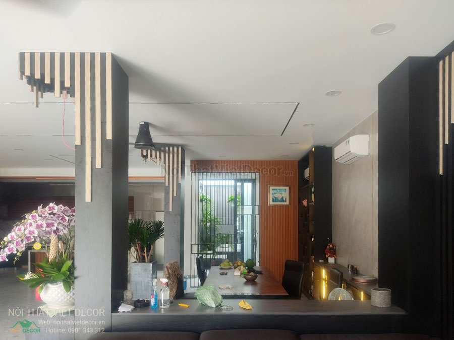 Nội Thất Việt Decor thiết kế thi công nội thất, tủ bếp gỗ công nghiệp An Cường, biệt thự 4 phòng ngủ Tp Thủ Đức, phòng khách bếp