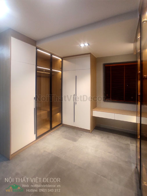 Nội Thất Việt Decor thiết kế thi công nội thất, tủ bếp gỗ công nghiệp An Cường, biệt thự 4 tầng tại dự án Lovera Premier Bình Chánh Tp Hồ Chí Minh, phòng ngủ 3, tủ quần áo