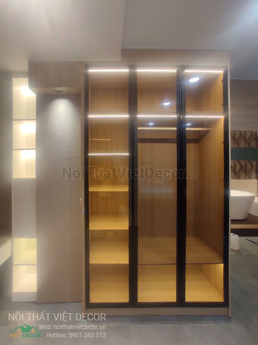 Nội Thất Việt Decor thiết kế thi công nội thất, tủ bếp gỗ công nghiệp An Cường, biệt thự 4 tầng tại dự án Lovera Premier Bình Chánh Tp Hồ Chí Minh, phòng ngủ 3, tủ quần áo
