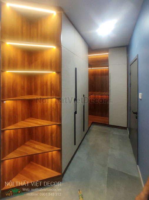 Nội Thất Việt Decor thiết kế thi công nội thất, tủ bếp gỗ công nghiệp An Cường, biệt thự 4 tầng tại dự án Lovera Premier Bình Chánh Tp Hồ Chí Minh, phòng ngủ 4, tủ quần áo